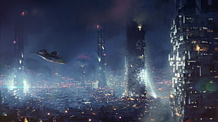 aircraft and high rise building digital wallpaper, Deus Ex: Mankind Divided, Square Enix, futuristic, video games HD wallpaper