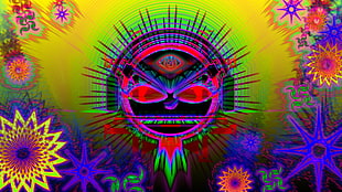 rainbow colored mask illustration HD wallpaper