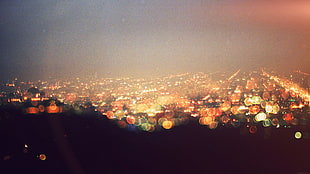 landscape photo of lights, cityscape, city lights, bokeh HD wallpaper