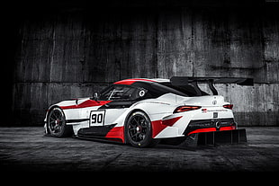 black, red, and white sports car HD wallpaper