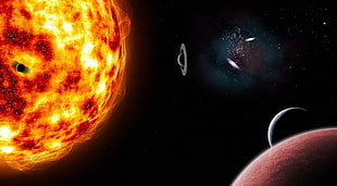 illustration of sun and planets HD wallpaper