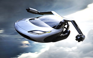 gray and black flying car photo HD wallpaper