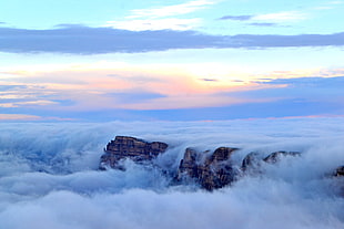 rock formation and clouds aerial photo, grand canyon national park