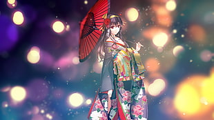 multicolored floral kimono illustration, kimono, anime, Kasumigaoka Utaha, Saenai Heroine no Sodatekata HD wallpaper