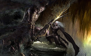 gray haired game character poster, fantasy art, artwork, Drizzt Do'Urden, Dungeons & Dragons HD wallpaper