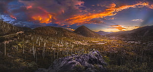 aerial photography grass valley, nature, landscape, sunset, desert