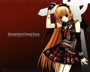 Sharpness Cross Edge female animated character in black and red dress HD wallpaper