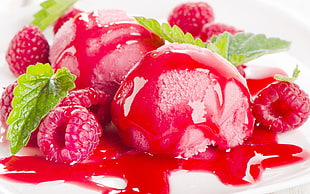 raspberries, food, lunch, closeup, ice cream HD wallpaper