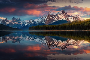 body of water near mountain