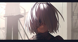 white haired female character illustration, anime, Nier: Automata, NieR, 2B (Nier: Automata) HD wallpaper