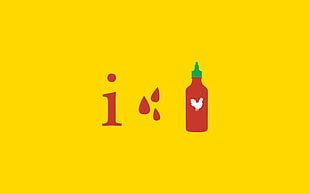 red and green illustration, food, ketchup, minimalism, yellow background HD wallpaper