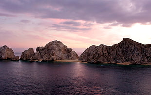 brown rock formation, landscape, nature, sea, rock