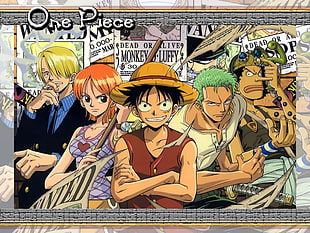 One Piece poster, One Piece, Monkey D. Luffy, Sanji, Nami HD wallpaper