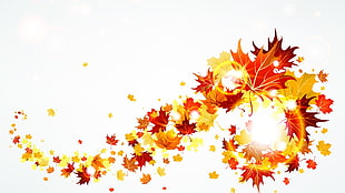 red and yellow autumn leaves illustration, creativity HD wallpaper