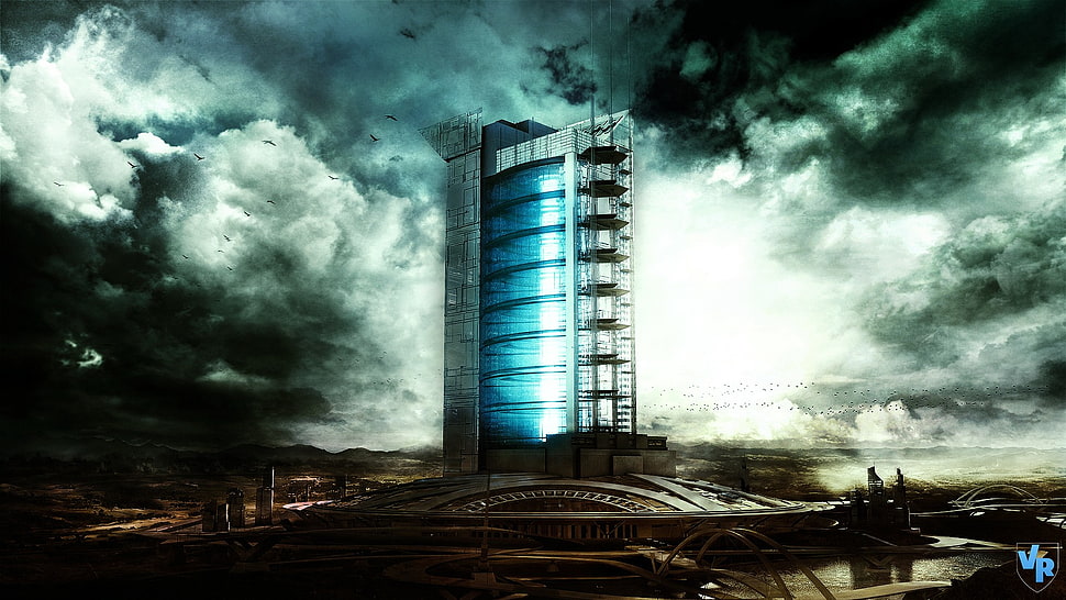 high-rise building, digital art HD wallpaper