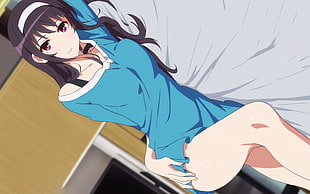 anime character blue long-sleeved top HD wallpaper