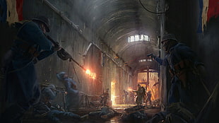 group of men firing a rifle digital wallpaper, video games, Battlefield 1, DLC, France HD wallpaper
