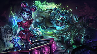 Monster and girl digital wallpaper HD wallpaper