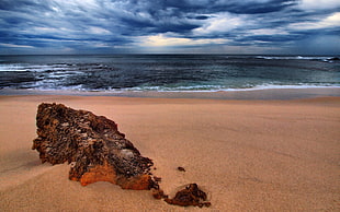 brown rock formation near ocean water during daytime HD wallpaper