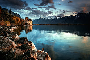 brown rocks, nature, photography, landscape, lake