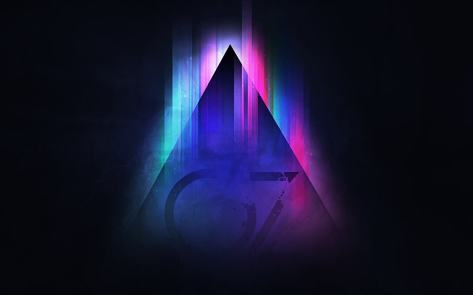 triangle OZ logo, digital art, abstract, shapes, artwork HD wallpaper