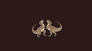 two brown dinosaurs illustration, minimalism, T-Rex, humor HD wallpaper