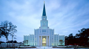 white concrete building, Mormon, temple, The Church of Jesus Christ of Latter-day Saints HD wallpaper