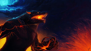 Werewolf painting, fantasy art, artwork, Fenrir, Smite HD wallpaper