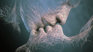 man and woman kissing illustration
