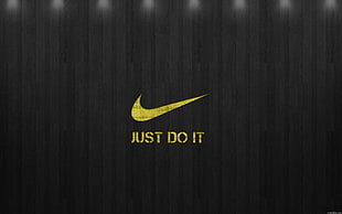 yellow Nike Just Do It logo, Nike, logo HD wallpaper