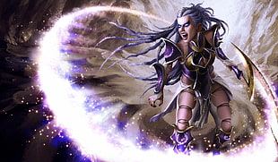 illustration of female warrior, fantasy art, Diana, League of Legends, video games HD wallpaper