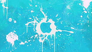 teal and white splash Apple logo digital wallpaper HD wallpaper