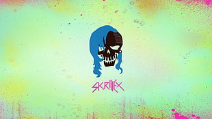 Skrillex logo illustration, Suicide Squad, green, skull, pink HD wallpaper