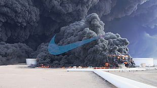 photo of Nike logo overlay black smoke HD wallpaper