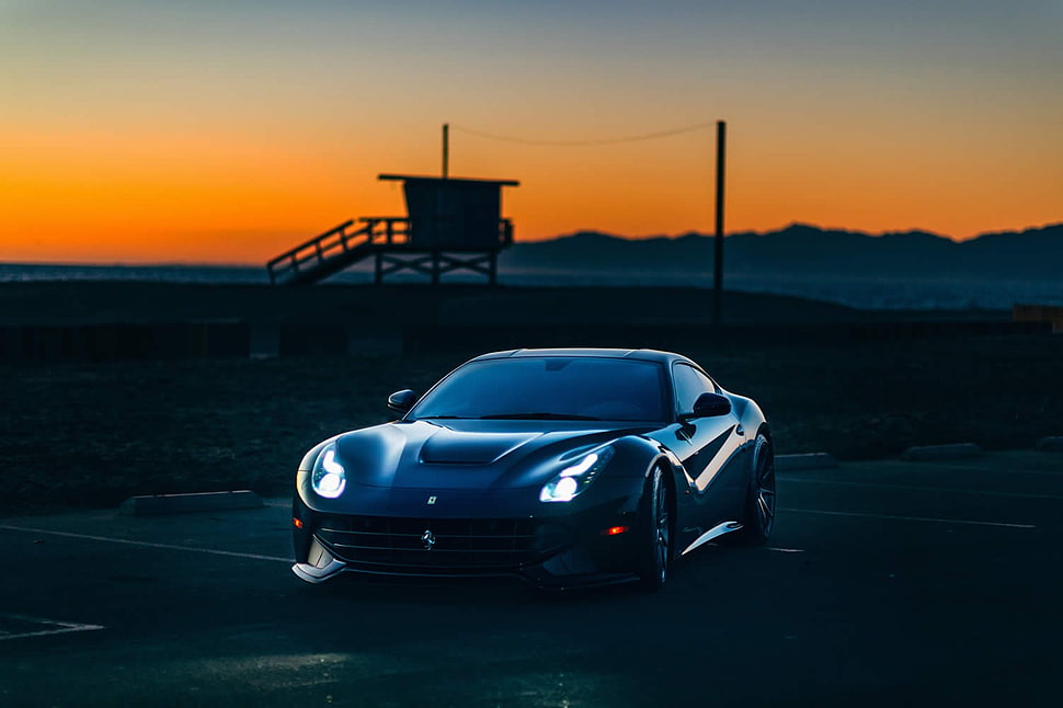 black Mercedes-Benz sedan, car, Ferrari, Ferrari F12berlinetta HD wallpaper