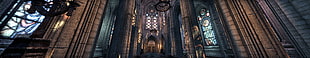 gray cathedral interior photo, The Elder Scrolls Online, quadruple monitors, church, cathedral HD wallpaper