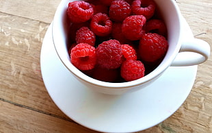 raspberries, berries, cup, fruit HD wallpaper