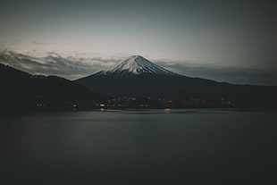 Mount Fuji, Japan, nature, snow, water, trees HD wallpaper