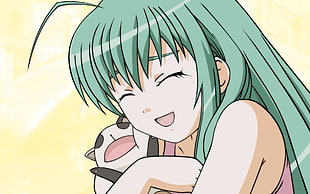 green-haired anime girl illustration HD wallpaper