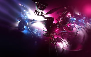 blue and pink digital wallpaper, 3D, abstract, render, lights