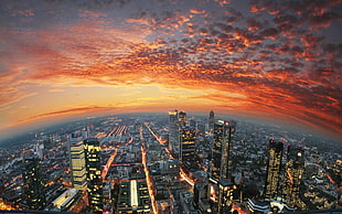 cityscape, Frankfurt, Germany, sunset