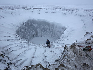 sink hole, nature, landscape, aerial view, Siberia HD wallpaper