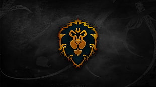 brown and black lion logo, World of Warcraft, Alliance, logo, video games