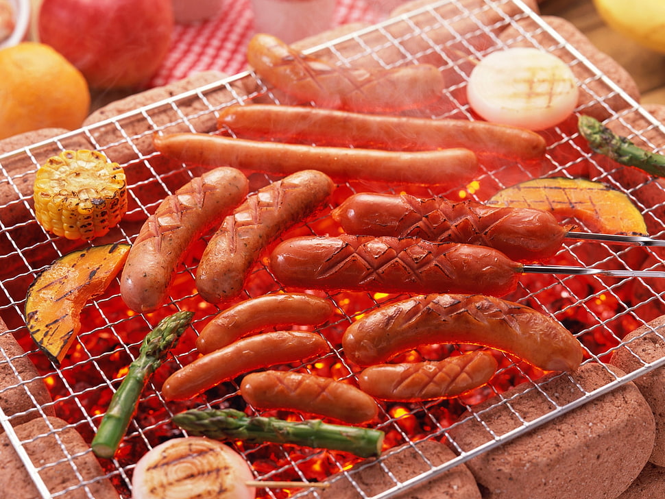 grilled hotdogs HD wallpaper