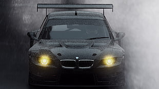 black Mercedes-Benz car, car, rain, BMW, vehicle HD wallpaper