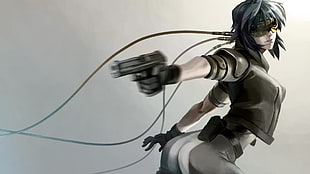 female animated character holding gun with sunglasses digital wallpaper HD wallpaper