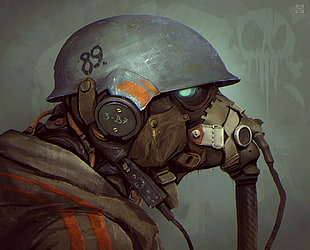 plane pilot painting, leather armor, Rives Alexis, helmet, soldier HD wallpaper