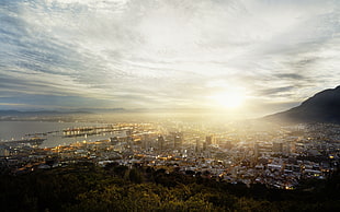 aerial view of city buildings