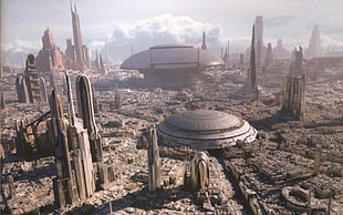 gray dome building, Star Wars, Coruscant, science fiction HD wallpaper