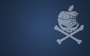 skull illustration, piracy, Apple Inc., skull, simple background